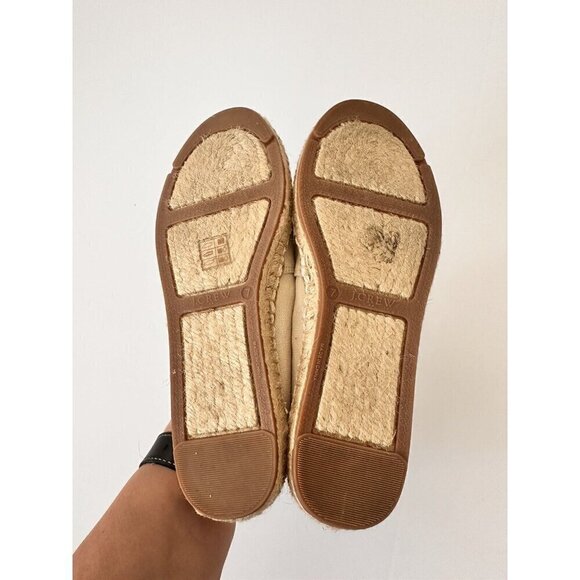 J.‎ Crew Factory | Classic Beige Canvas Black Leather Cap Espadrilles SP21 Sz 7 - Picture 5 of 9